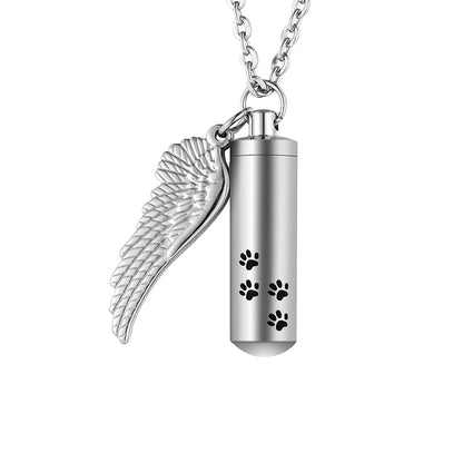 Cremation Necklaces with Angle Wing and Paws