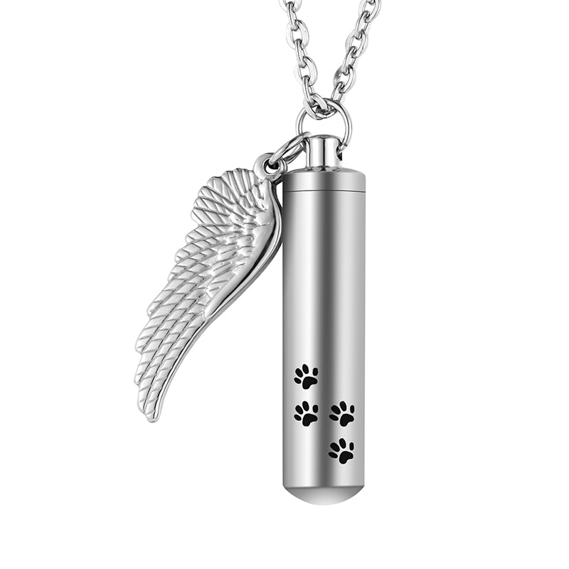 Cremation Necklaces with Angle Wing and Paws