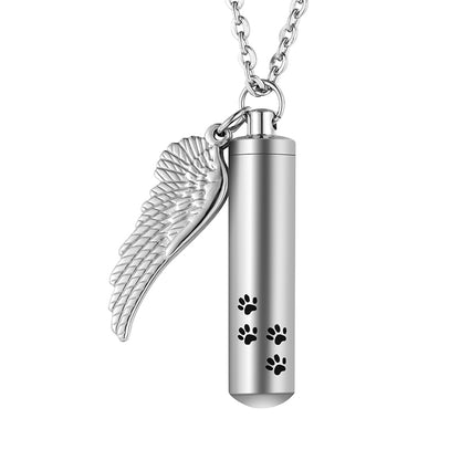 Cremation Necklaces with Angle Wing and Paws
