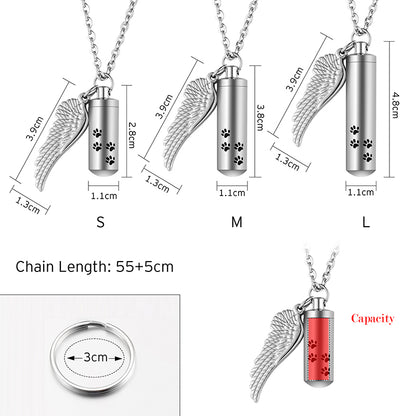 Cremation Necklaces with Angle Wing and Paws