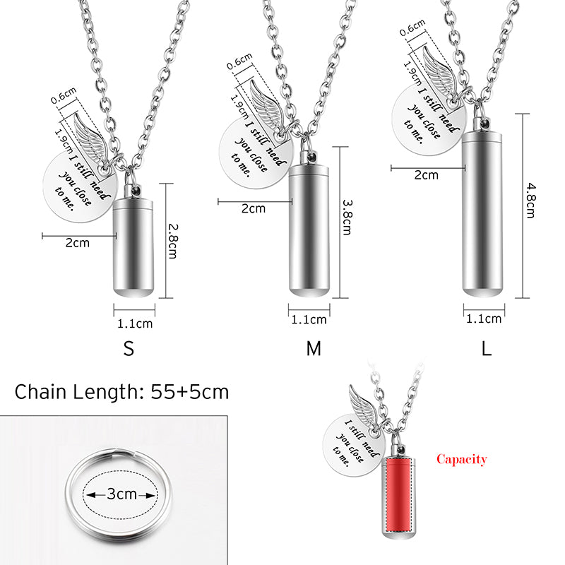 Engraving Cremation Necklace with Angle Wings