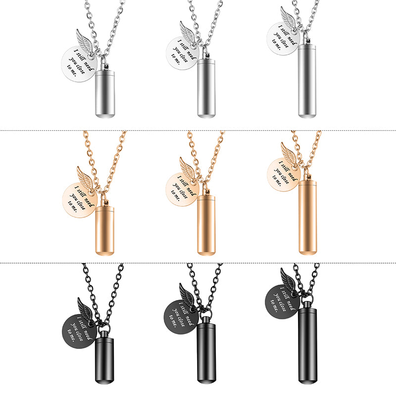 Engraving Cremation Necklace with Angle Wings