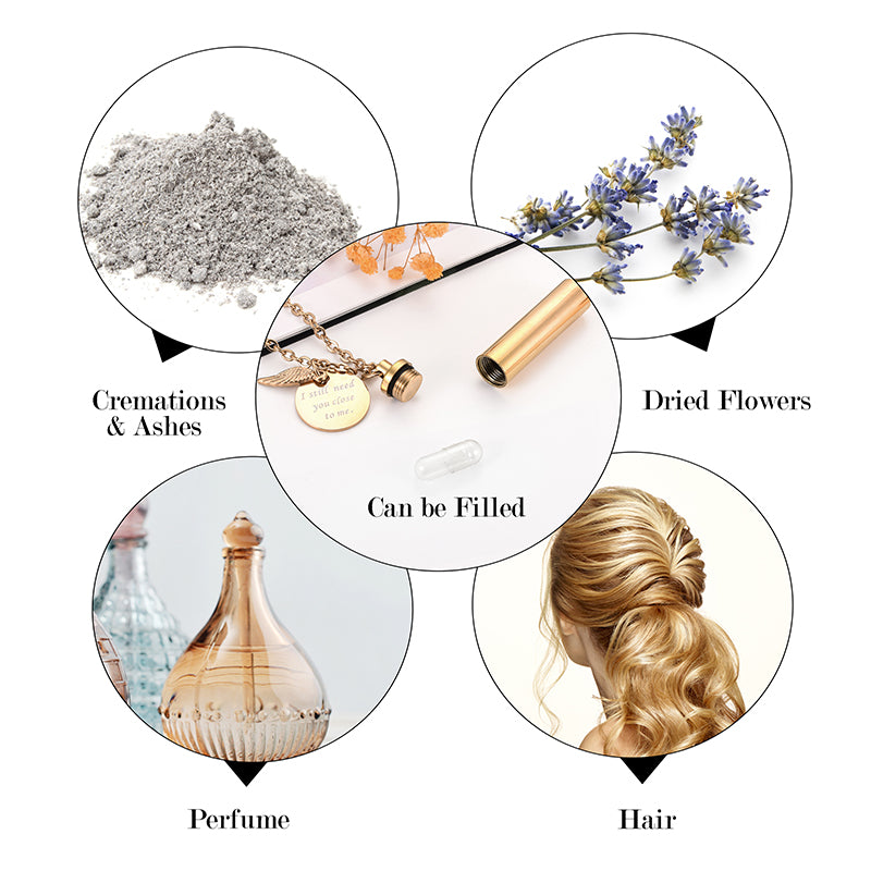 Engraving Cremation Necklace with Angle Wings