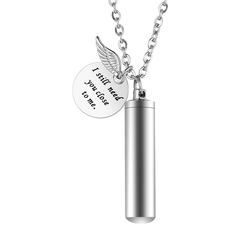 Engraving Cremation Necklace with Angle Wings