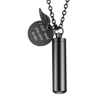 Engraving Cremation Necklace with Angle Wings