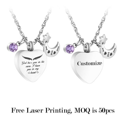 Unique Heart Cremation Pendant Necklace