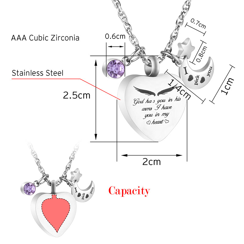 Unique Heart Cremation Pendant Necklace
