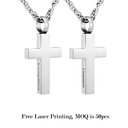Cross Cremation Pendant Necklace for Ashes