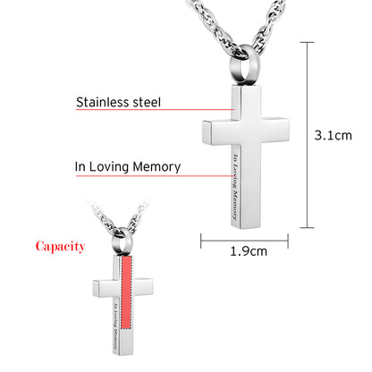 Cross Cremation Pendant Necklace for Ashes
