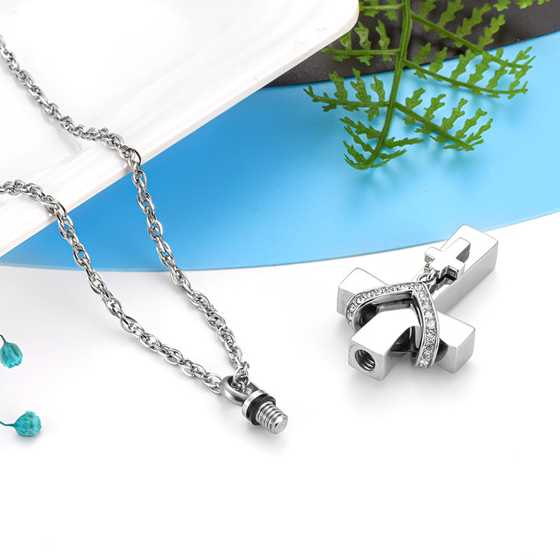 Cross Cremation Pendant Jewelry for Mom/ Dad
