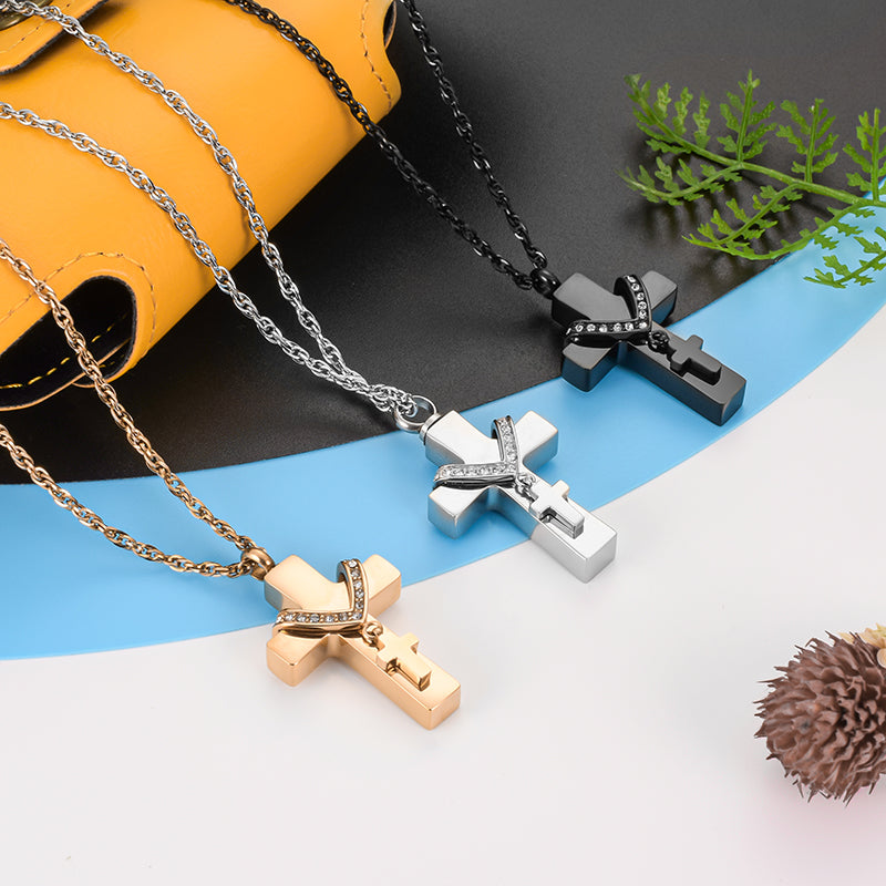 Cross Cremation Pendant Jewelry for Mom/ Dad