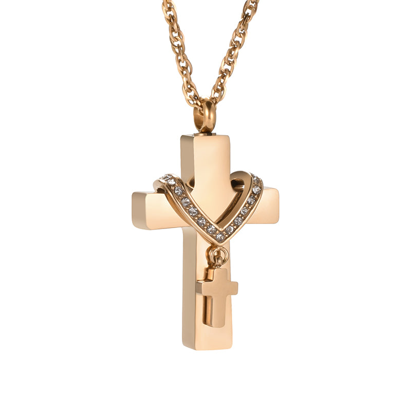 Cross Cremation Pendant Jewelry for Mom/ Dad