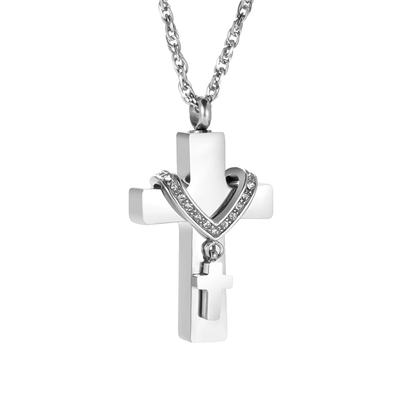 Cross Cremation Pendant Jewelry for Mom/ Dad