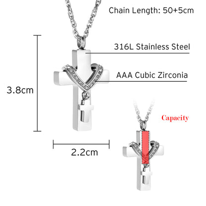 Cross Cremation Pendant Jewelry for Mom/ Dad