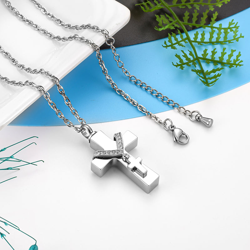 Cross Cremation Pendant Jewelry for Mom/ Dad