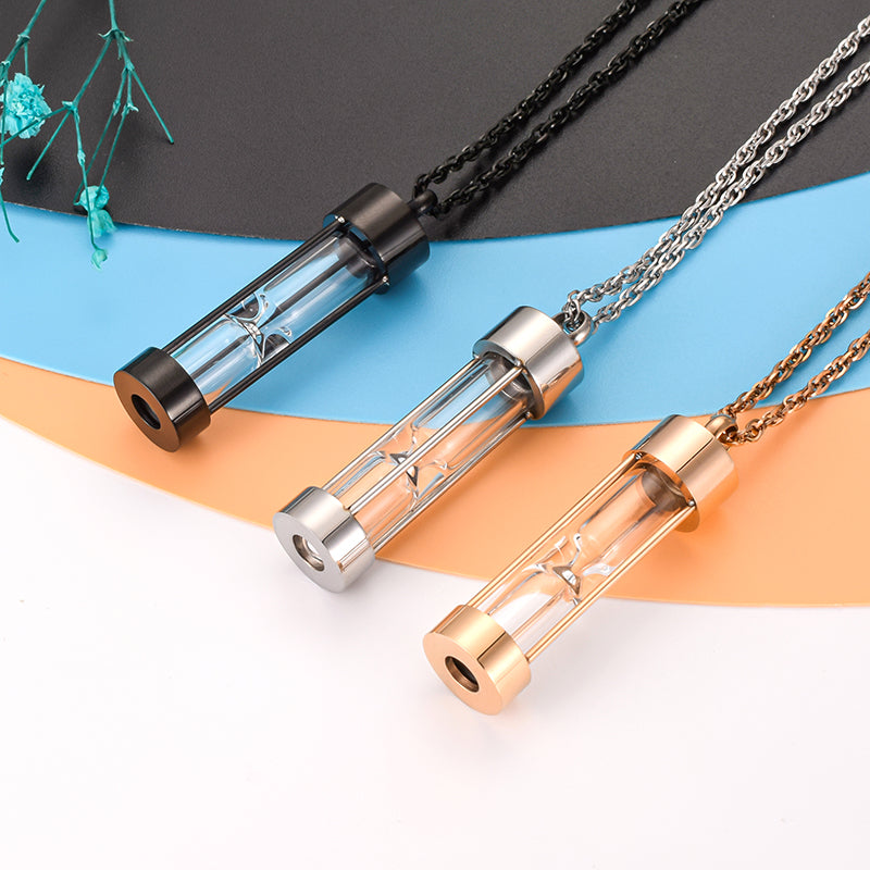 Glass Cylinder Cremation Pendant Jewelry