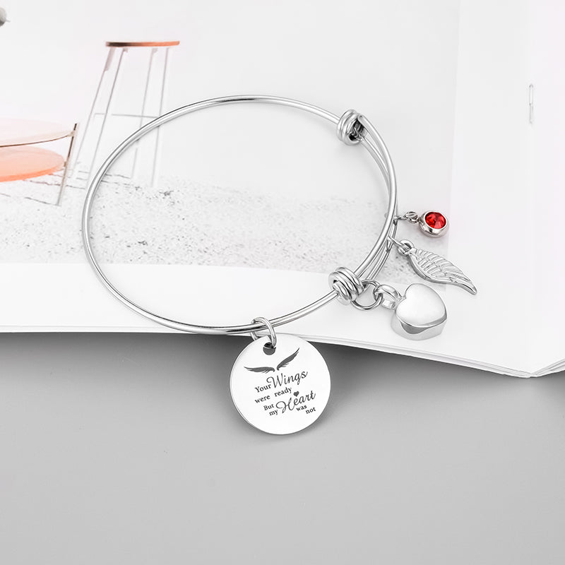 Heart and Angle Wings Bracelet with birthstone