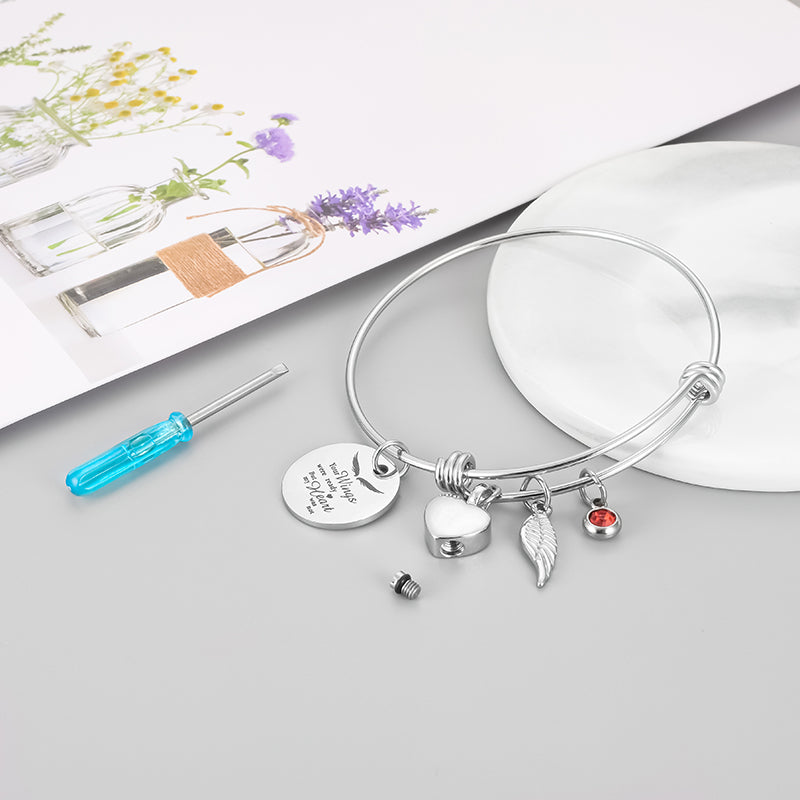 Xiuyuan Jewelry Cremation Bracelets with Heart and Angle Wings