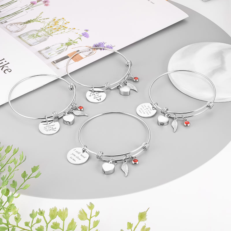 Heart and Angle Wings Bracelet with birthstone