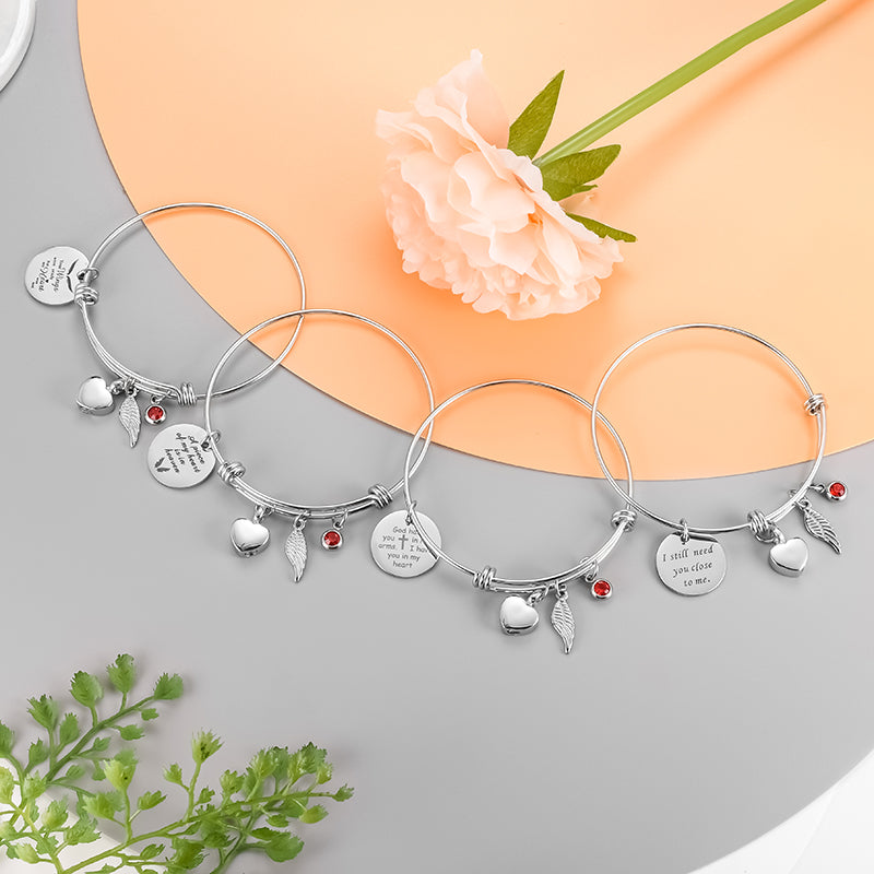 Heart and Angle Wings Bracelet with birthstone