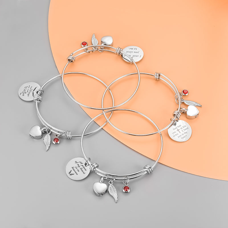 Heart and Angle Wings Bracelet with birthstone