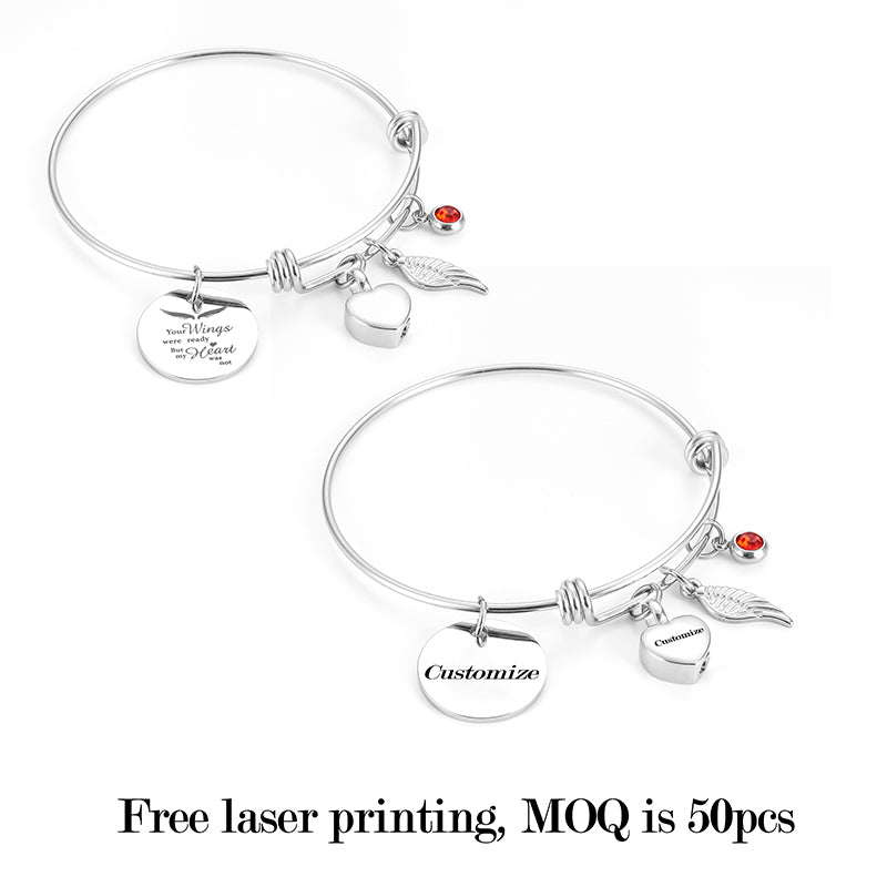 Xiuyuan Jewelry Cremation Bracelets with Heart and Angle Wings