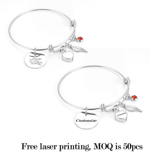 Xiuyuan Jewelry Cremation Bracelets with Heart and Angle Wings