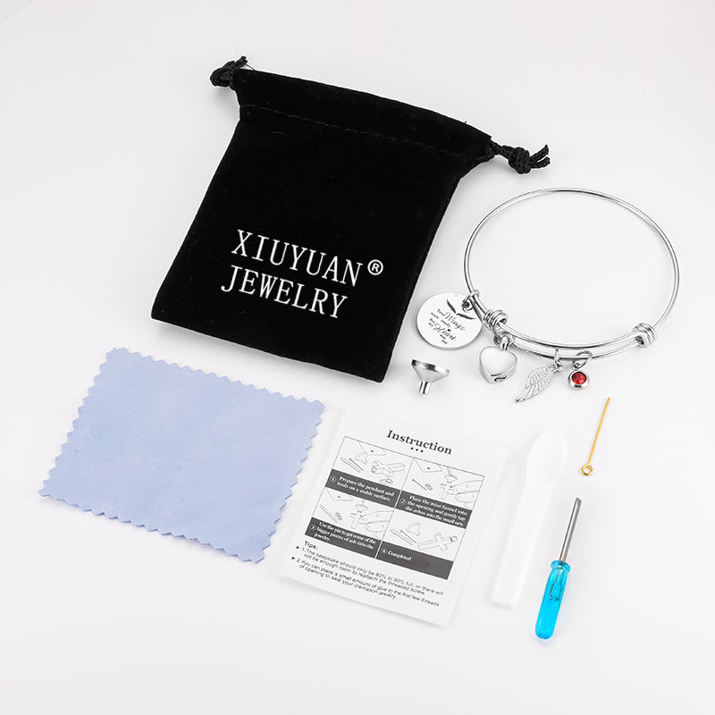 Xiuyuan Jewelry Cremation Bracelets with Heart and Angle Wings