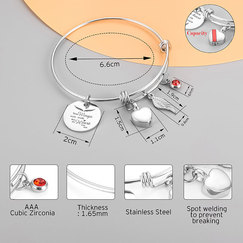 Xiuyuan Jewelry Cremation Bracelets with Heart and Angle Wings