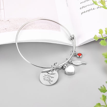 Heart and Angle Wings Bracelet with birthstone