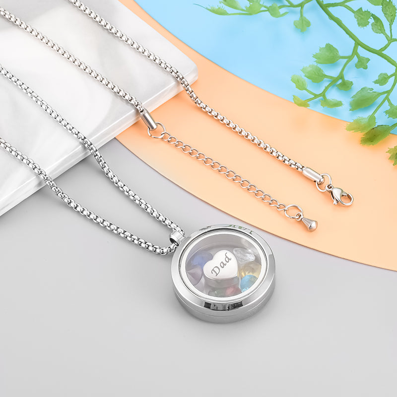 Heart Cremation Necklace of Colorful Zircon