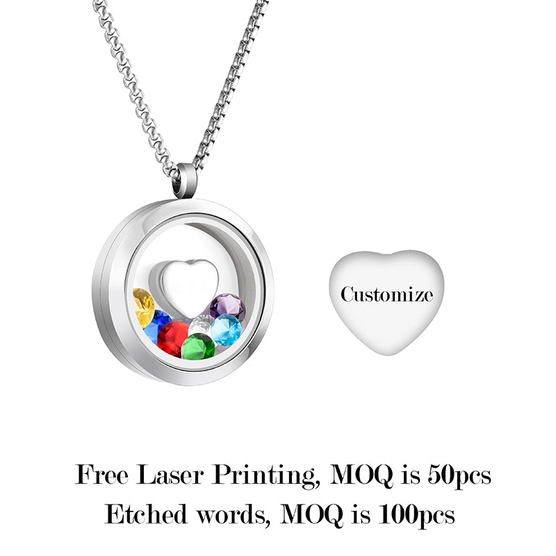 Heart Cremation Necklace of Colorful Zircon