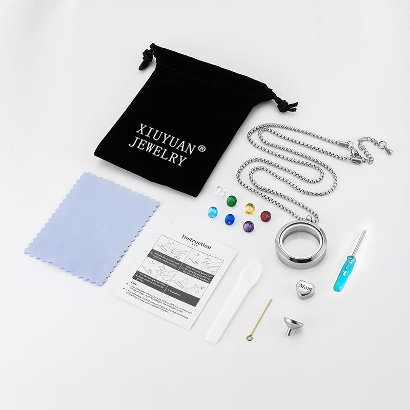 Heart Cremation Necklace of Colorful Zircon