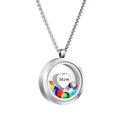 Heart Cremation Necklace of Colorful Zircon