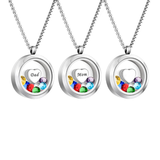Heart Cremation Necklace of Colorful Zircon