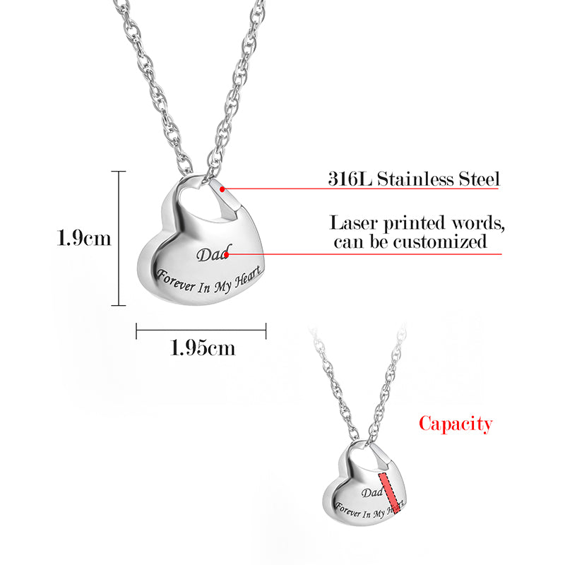 Heart Cremation Pendant Necklace