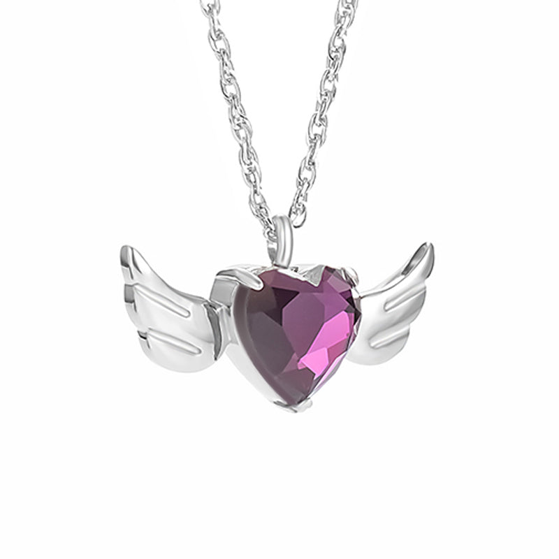 Heart and Angle Wings Cremation Pendant