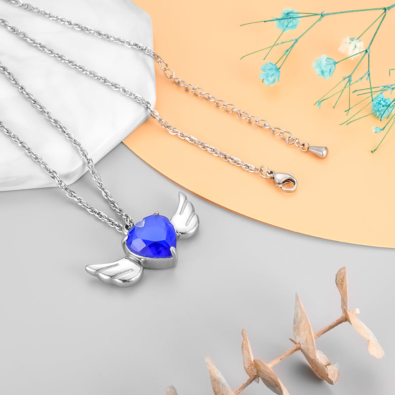 Heart and Angle Wings Cremation Pendant