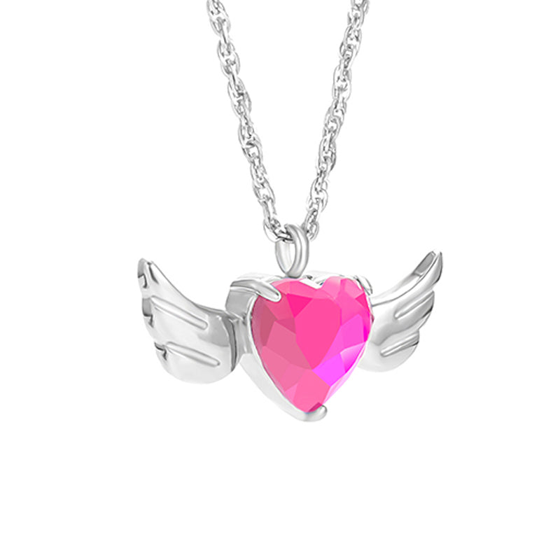 Heart and Angle Wings Cremation Pendant