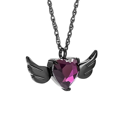 Heart and Angle Wings Cremation Pendant