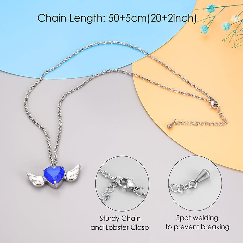 Heart and Angle Wings Cremation Pendant