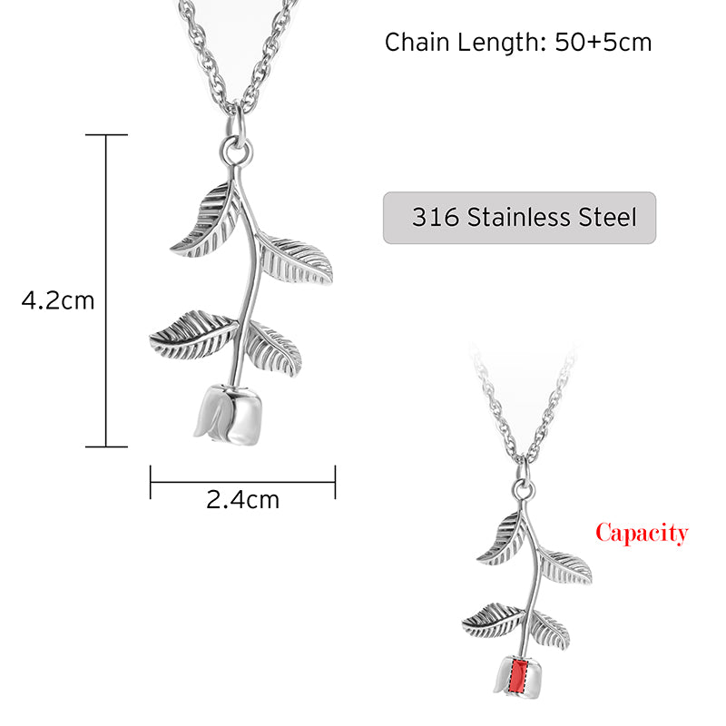 Memorial Rose Cremation Pendant for Ashes