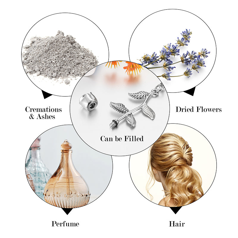 Memorial Rose Cremation Pendant for Ashes