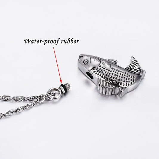Filled Fish Cremation Necklace