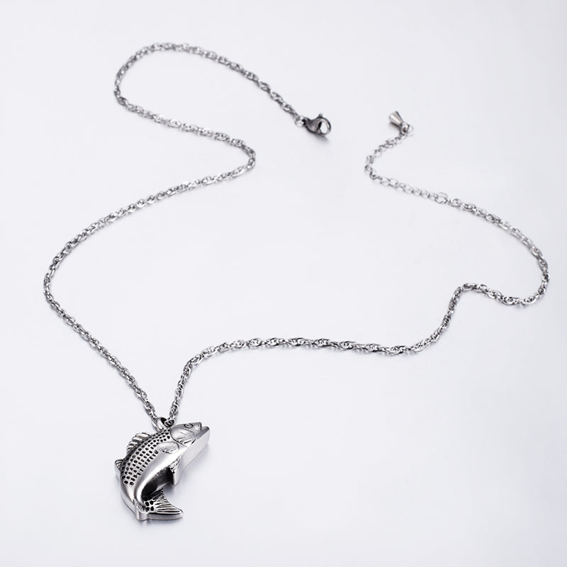 Filled Fish Cremation Necklace