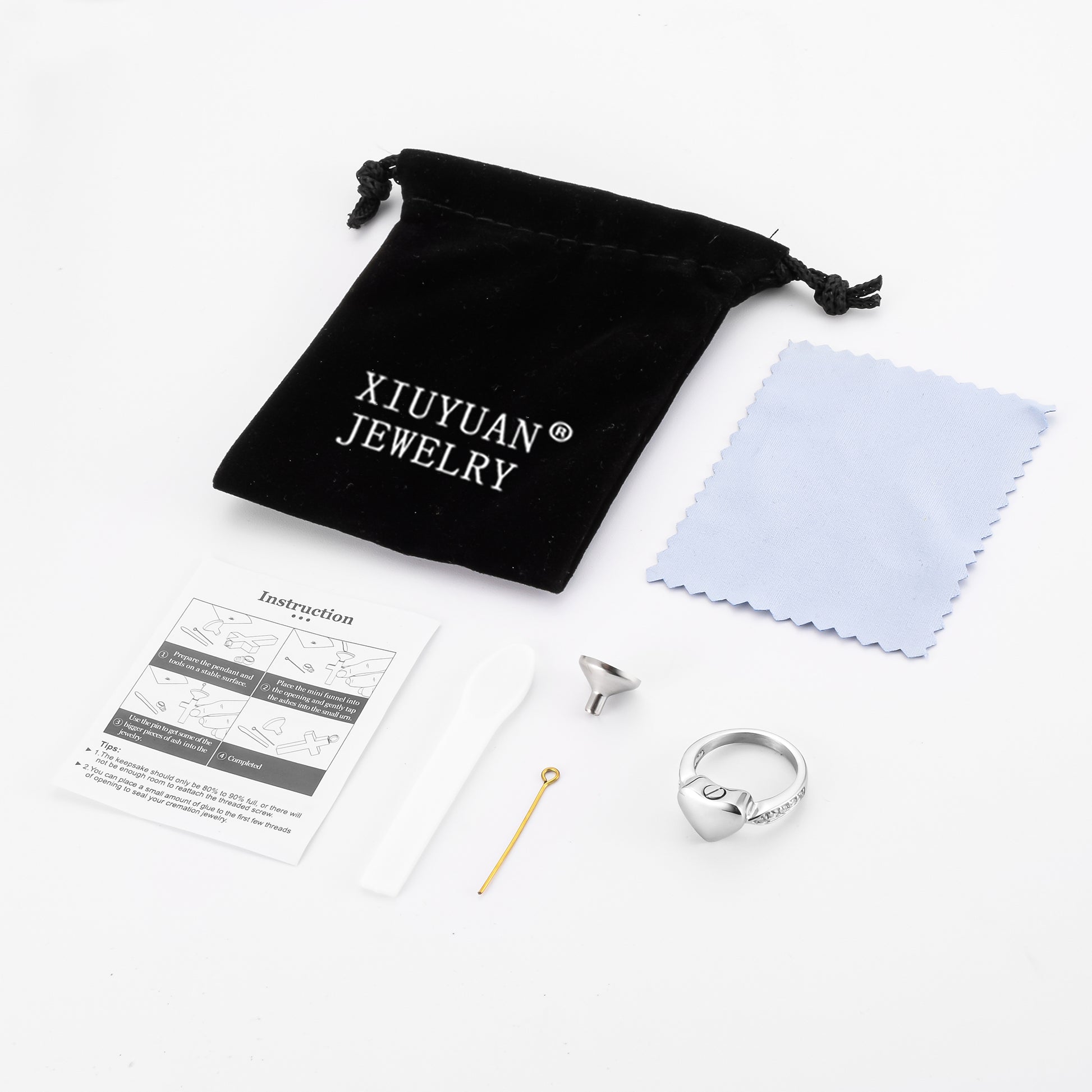 Filled Heart Cremation Ring with Zircon