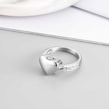 Filled Heart Cremation Ring with Zircon
