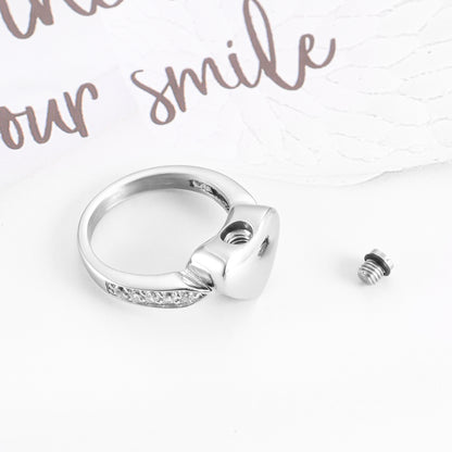 Filled Heart Cremation Ring with Zircon