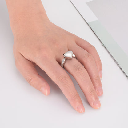 Filled Heart Cremation Ring with Zircon