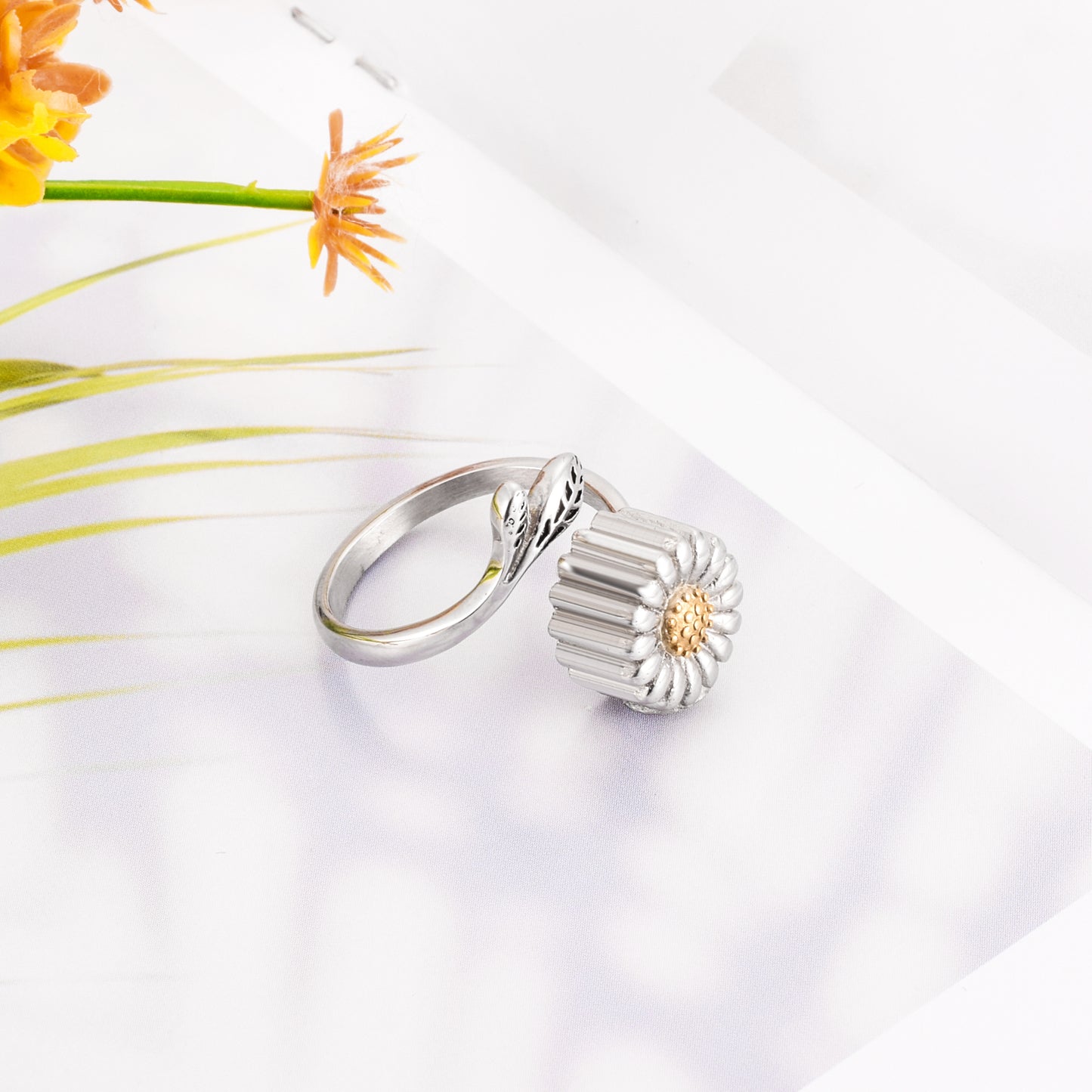 Sunflower Cremation Ring for Ashes